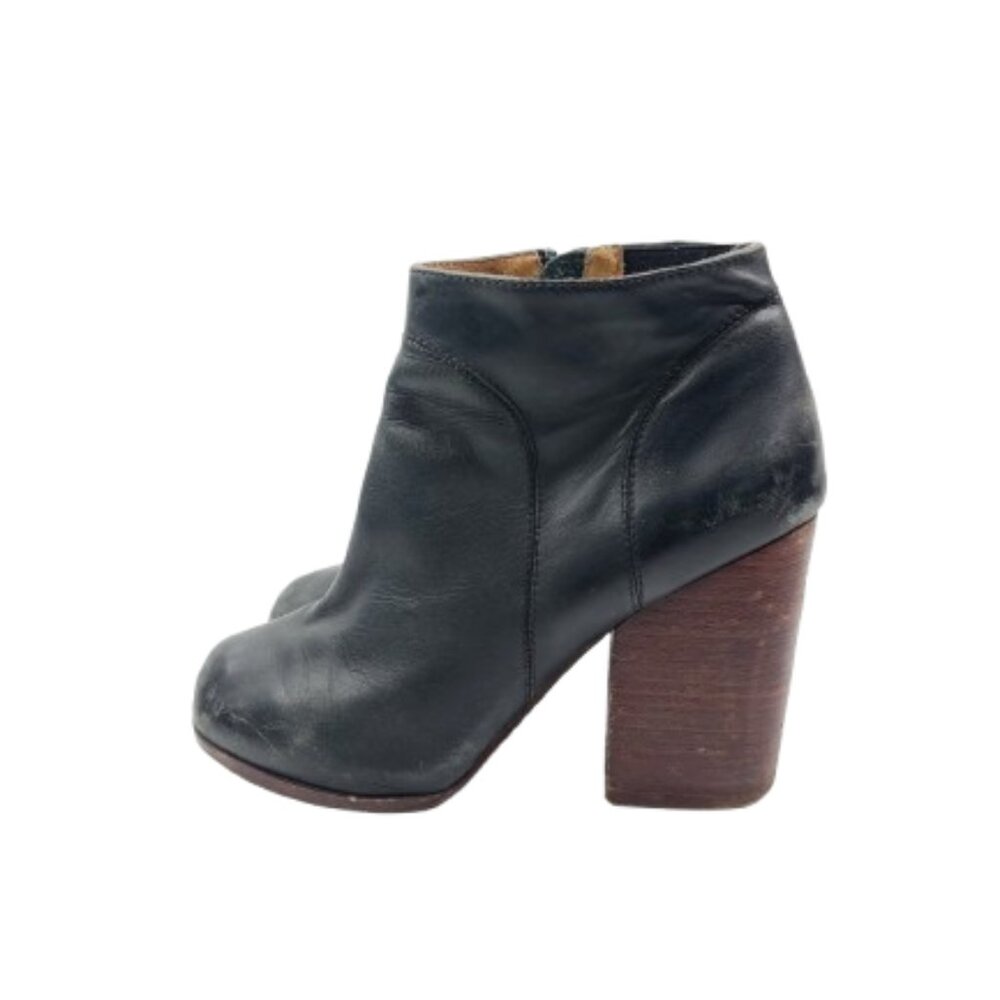 Jeffrey Campbell Women's Hanger Black Washed‎ Leather Ankle Heeled Boots Size 8